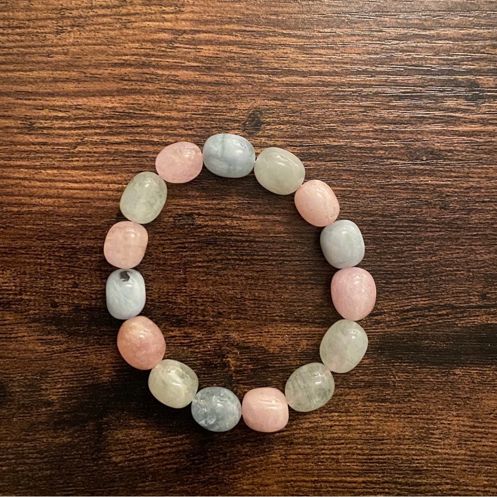 Morganite Bracelet 9-10mm beads